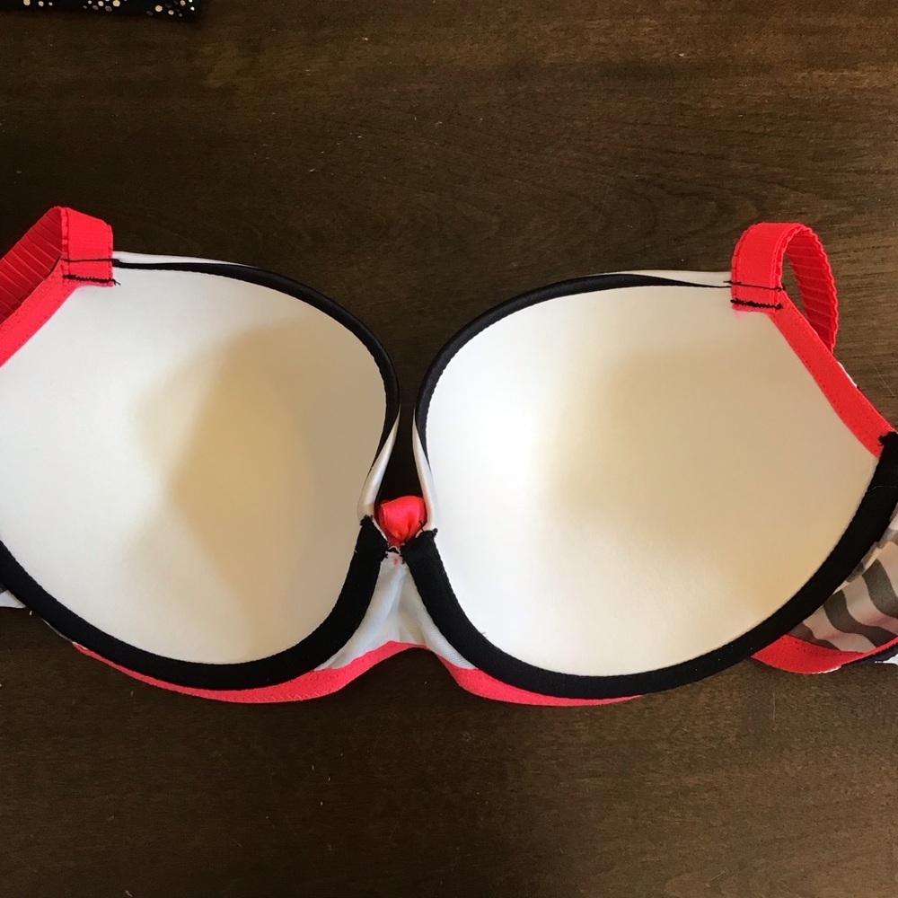 Victoria’s Secret 34D Very Sexy Balconet Striped Black and White Bra Hot Pink - Picture 5 of 9
